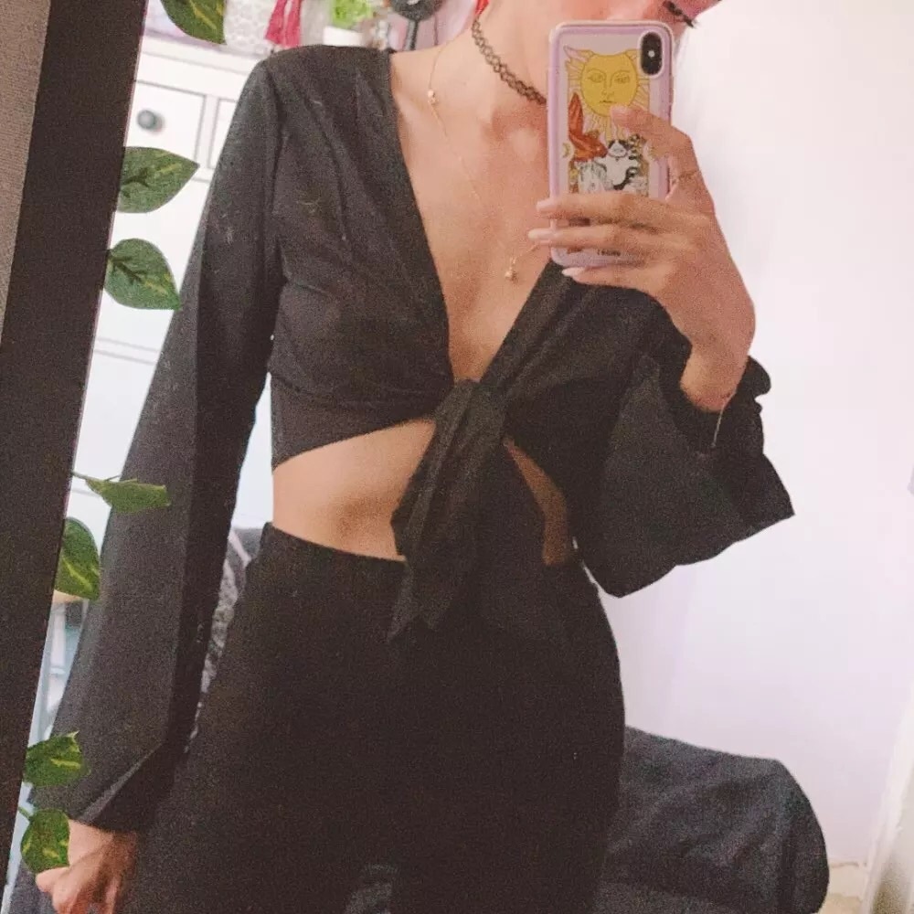 Black Long Sleeve crop top